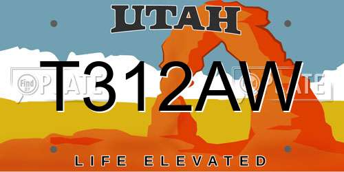 T312AW Utah License Plate