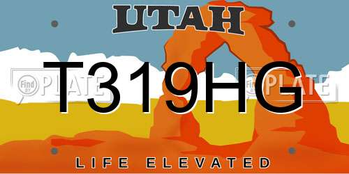T319HG Utah License Plate