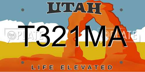 T321MA Utah License Plate