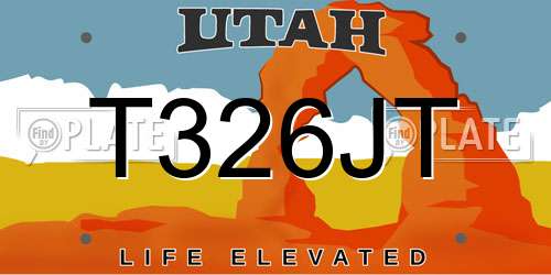 T326JT Utah License Plate
