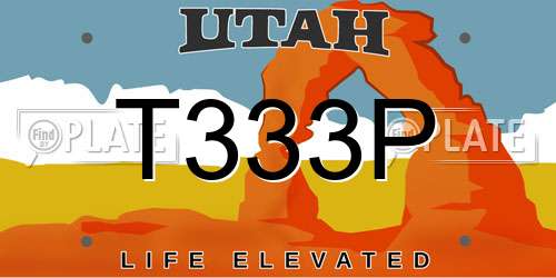 T333P Utah License Plate