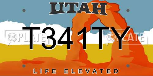T341TY Utah License Plate