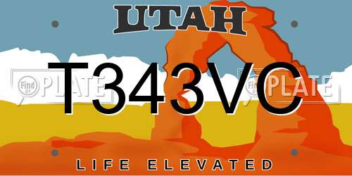 T343VC Utah License Plate