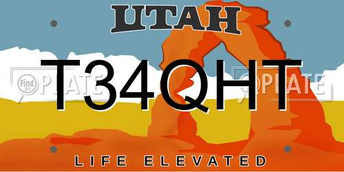 T34QHT Utah License Plate