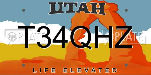 T34QHZ Utah License Plate