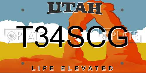T34SCG Utah License Plate
