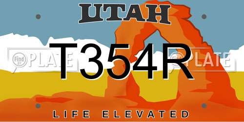 T354R Utah License Plate