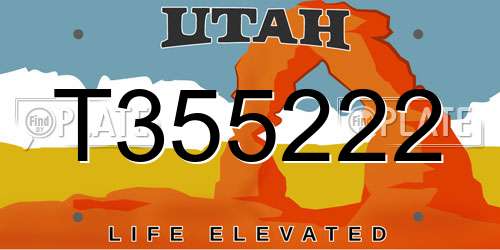 T355222 Utah License Plate