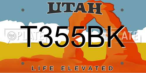 T355BK Utah License Plate