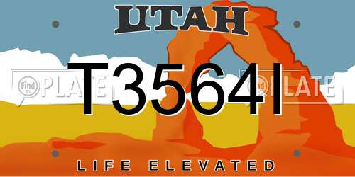 T3564I Utah License Plate