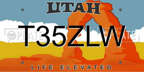 T35ZLW Utah License Plate