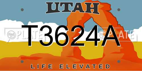 T3624A Utah License Plate
