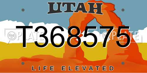 T368575 Utah License Plate