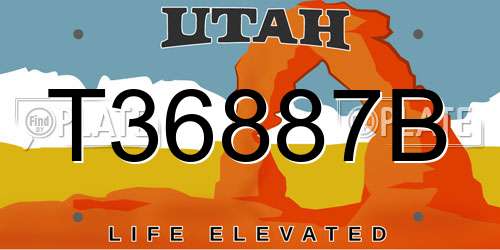 T36887B Utah License Plate