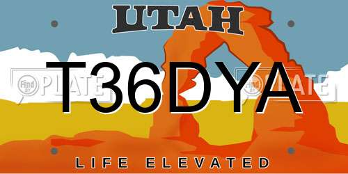 T36DYA Utah License Plate