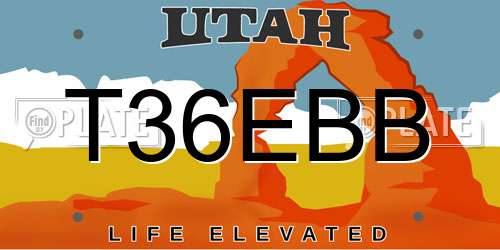 T36EBB Utah License Plate