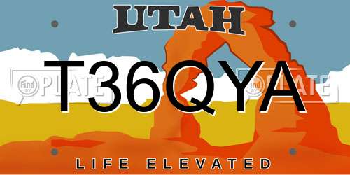 T36QYA Utah License Plate