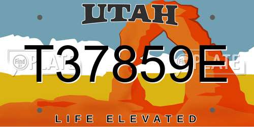 T37859E Utah License Plate