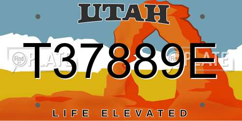 T37889E Utah License Plate