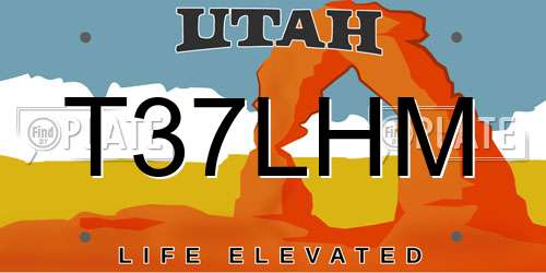 T37LHM Utah License Plate