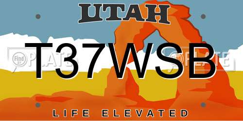 T37WSB Utah License Plate