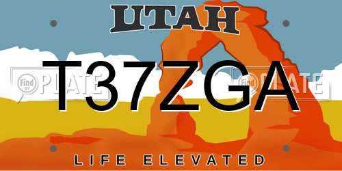 T37ZGA Utah License Plate