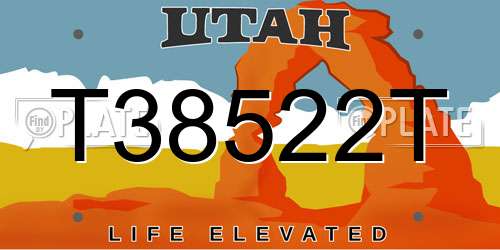 T38522T Utah License Plate