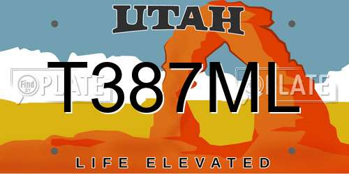 T387ML Utah License Plate