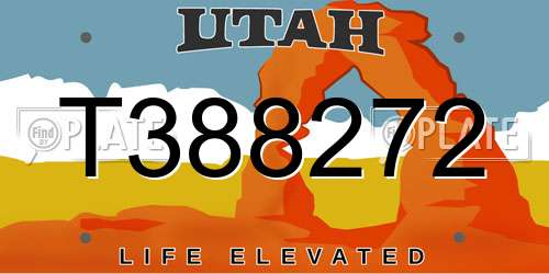 T388272 Utah License Plate