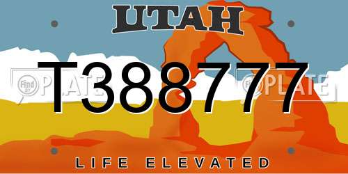 T388777 Utah License Plate