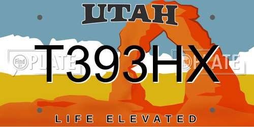 T393HX Utah License Plate