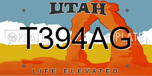 T394AG Utah License Plate