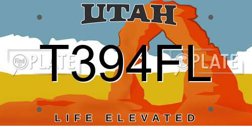 T394FL Utah License Plate