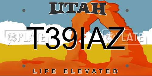 T39IAZ Utah License Plate