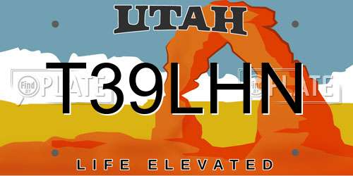 T39LHN Utah License Plate