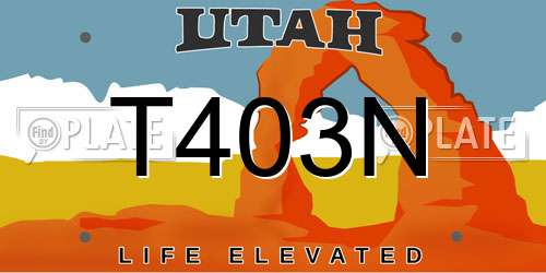 T403N Utah License Plate
