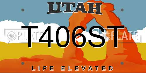 T406ST Utah License Plate