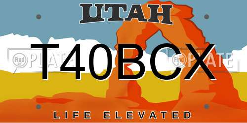 T40BCX Utah License Plate