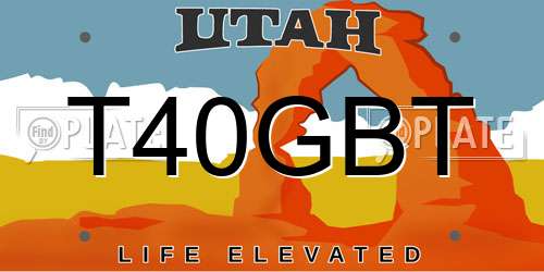 T40GBT Utah License Plate