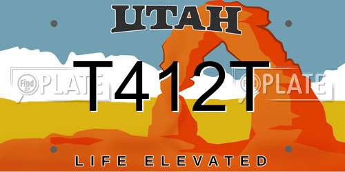 T412T Utah License Plate
