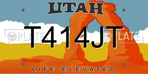 T414JT Utah License Plate