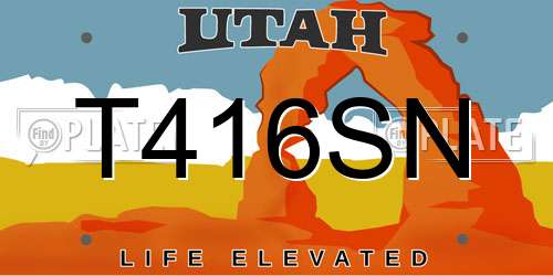 T416SN Utah License Plate