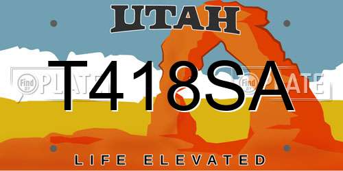 T418SA Utah License Plate