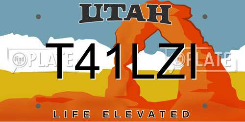 T41LZI Utah License Plate