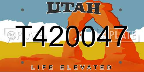 T420047 Utah License Plate