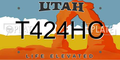 T424HC Utah License Plate