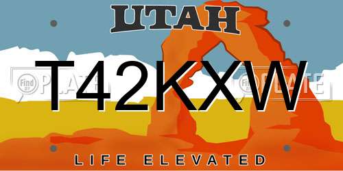 T42KXW Utah License Plate