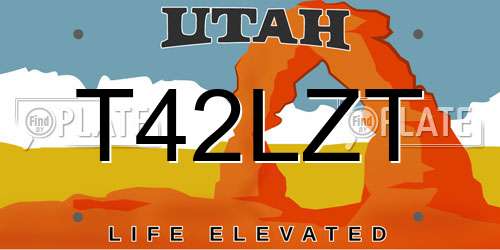 T42LZT Utah License Plate