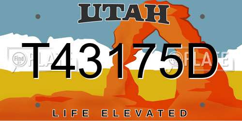 T43175D Utah License Plate