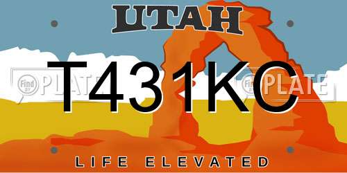 T431KC Utah License Plate